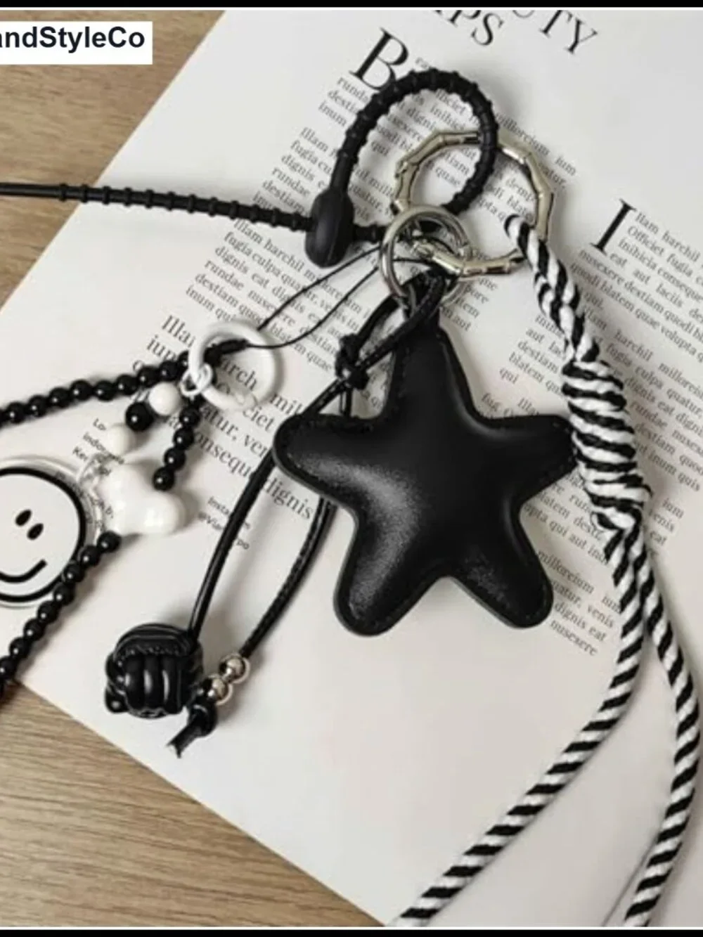 Leather Pentagram Bag Charm Keychain